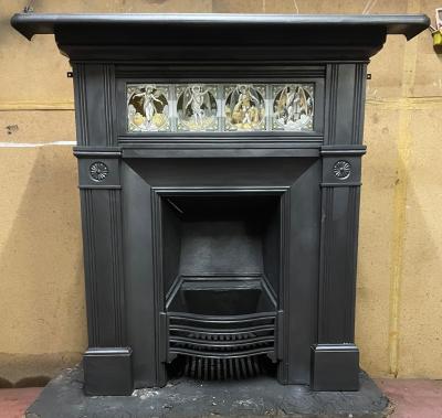 Antique Edwardian combination fireplace with John Moyr Smith tiles