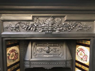 Antique Victorian combination fireplace - detail