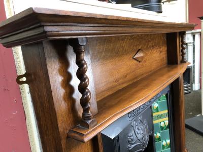 Antique 1920s/ 30s oak fire surround - shelf