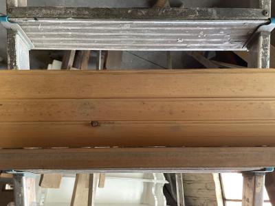 Antique 1930s pine fire surround - close