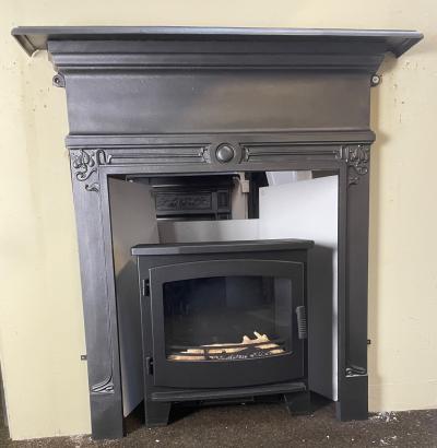 Antique Edwardian art nouveau fire surround