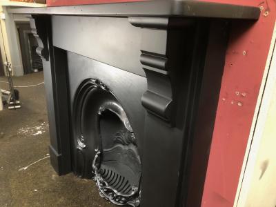 Antique Edwardian slate fire surround - side