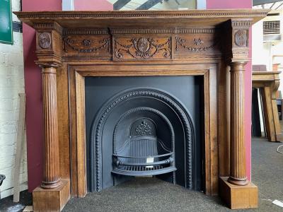 Antique Georgian early Victorian oak fire surround