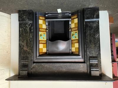 Antique late Victorian/ Edwardian marbleised slate fire surround